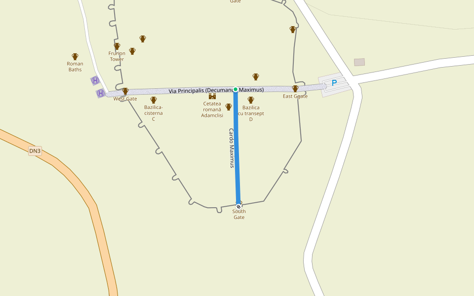 Cardo Maximus walking route map in Cuiugiuc