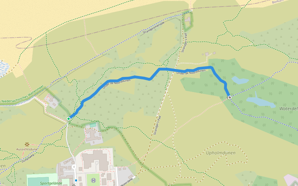 Under de Noorddünen walking route map in Borkum