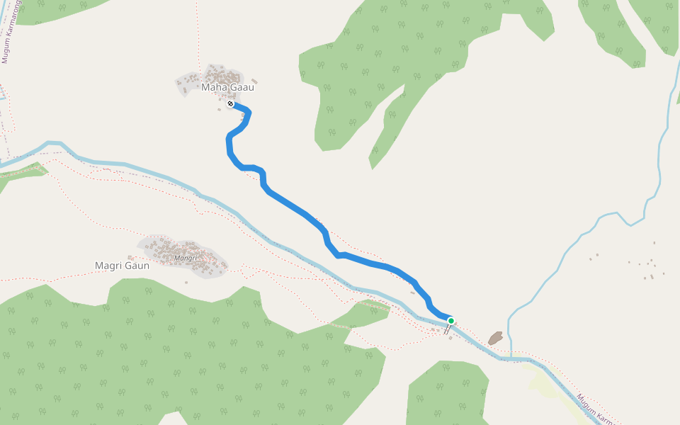 Dhungadhara to Maha walking route map in Mangri