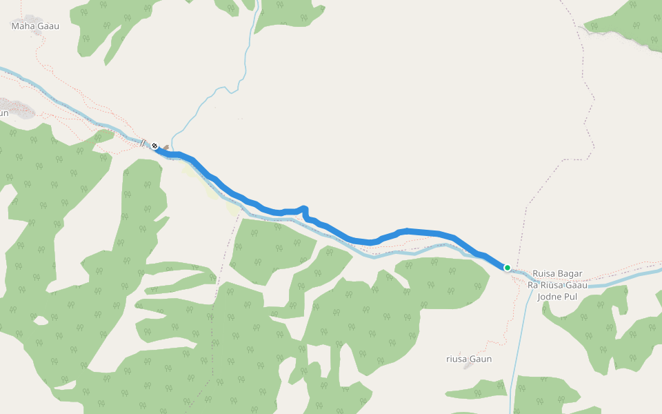 Dhungadhara to Riusabagar walking route map in Mangri