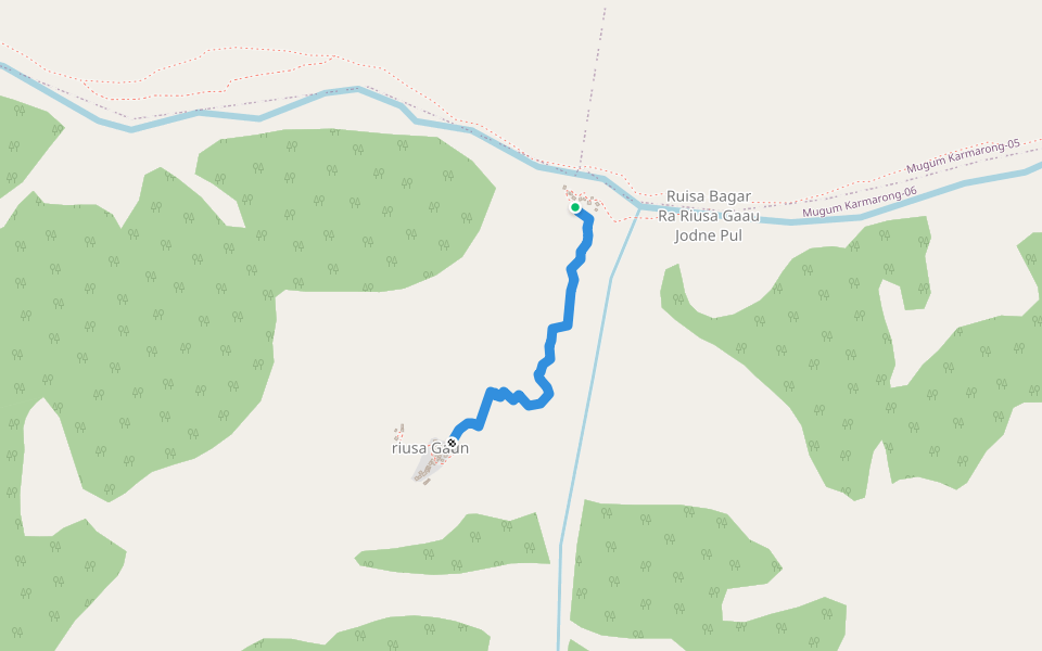 Riusabagar to Riusa walking route map in Mangri