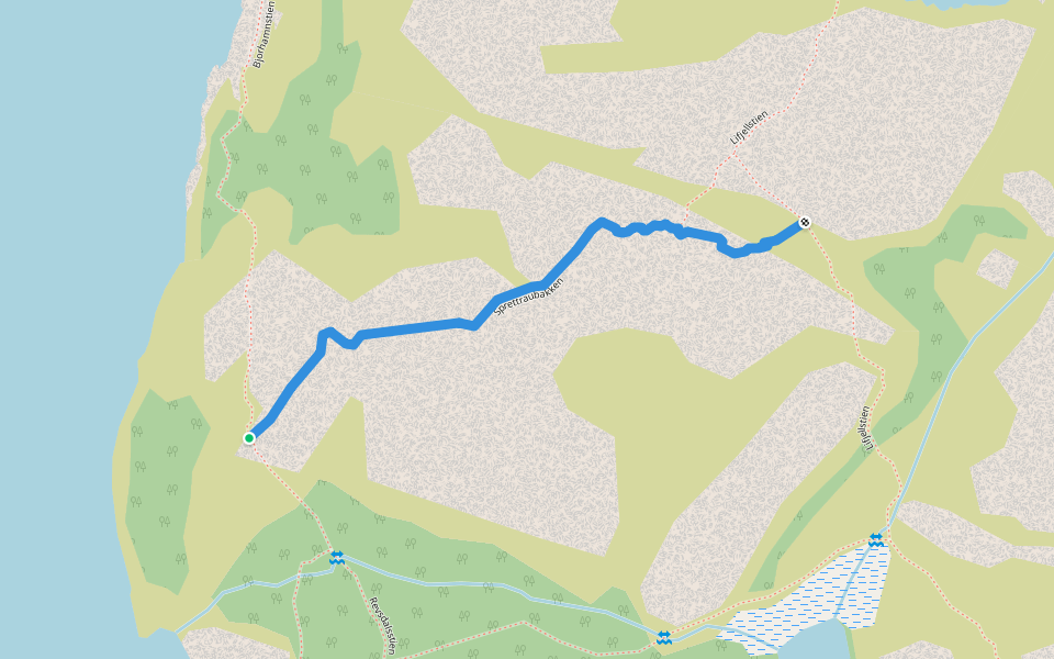 Sprettraubakken walking route map in Stavanger