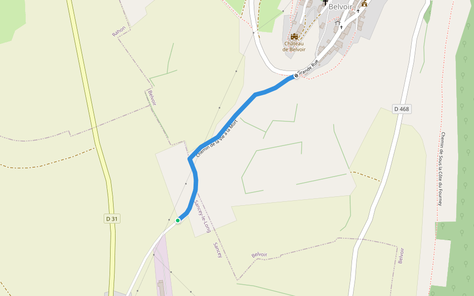 Chemin de la Vie à la Mort walking route map in Sancey