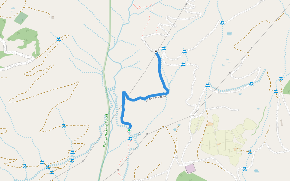 Senda a la Pajcha walking route map in Catachilla