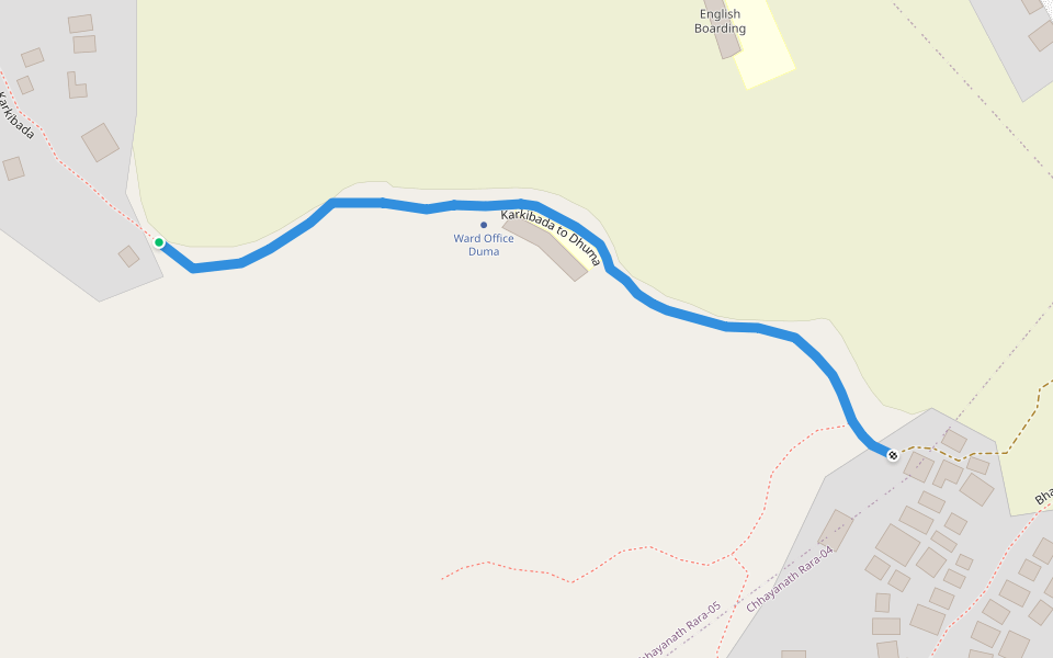 Karkibada to Dhuma walking route map in Karkibada