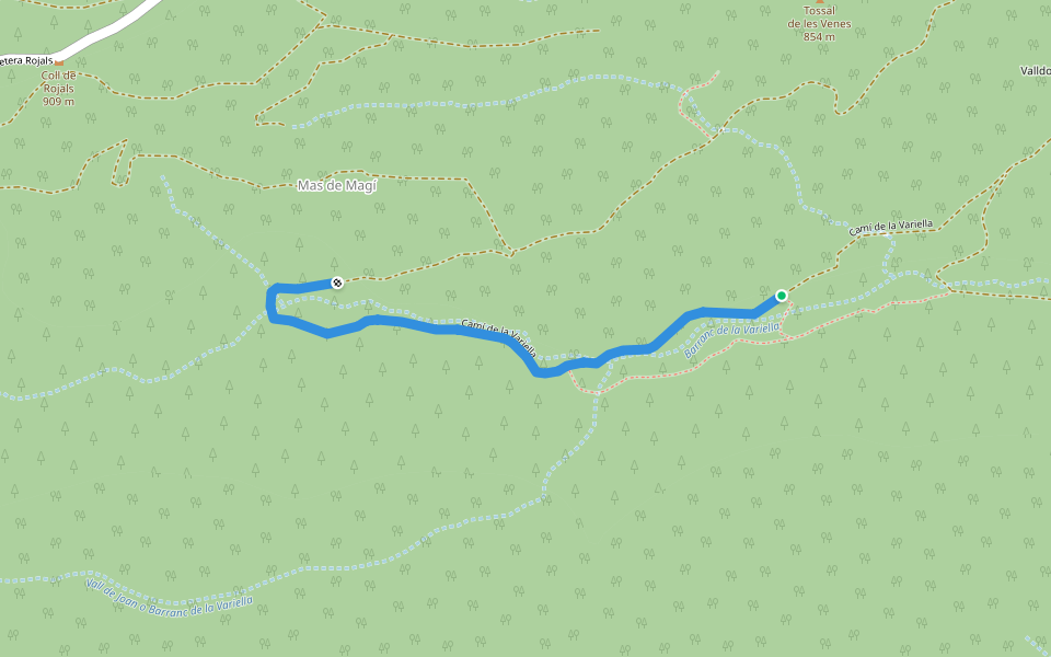 Camí de la Variella walking route map in Montblanc