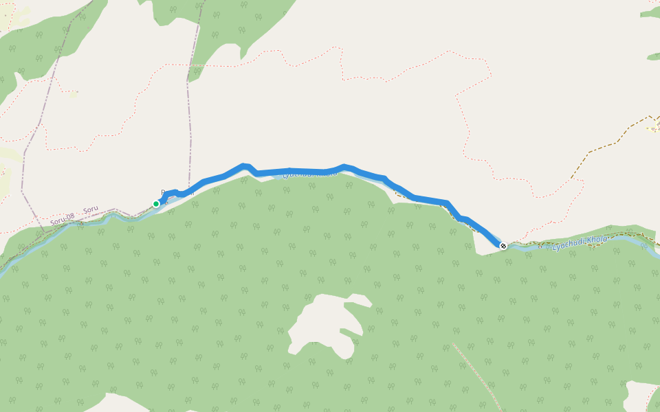 Jeude to Paraipani walking route map in Rara