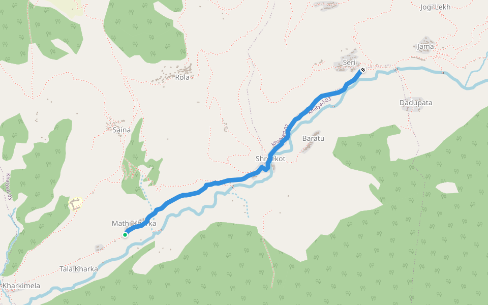 Shreekot to Mathikharka walking route map in Shreekot