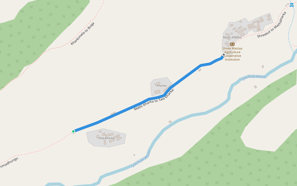 Mathi Kharka to Tala Kharka walking route map in Shreekot