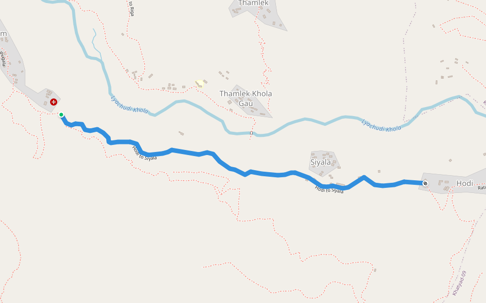 Hodi to Siyala walking route map in Sukhadhik