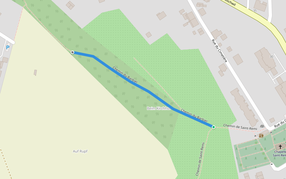 Chemin du Barbier walking route map in Hégenheim