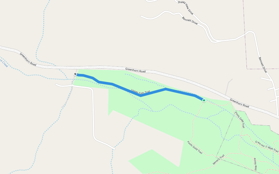 Upper Falls Trail walking route map in Yreka