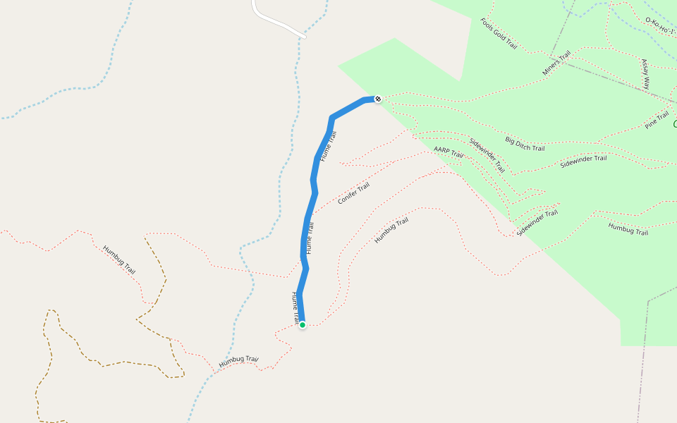 Flume Trail walking route map in Yreka