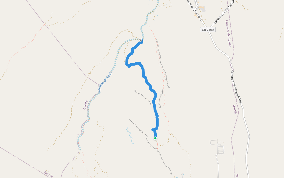 Vereda Trancamulas walking route map in Baza