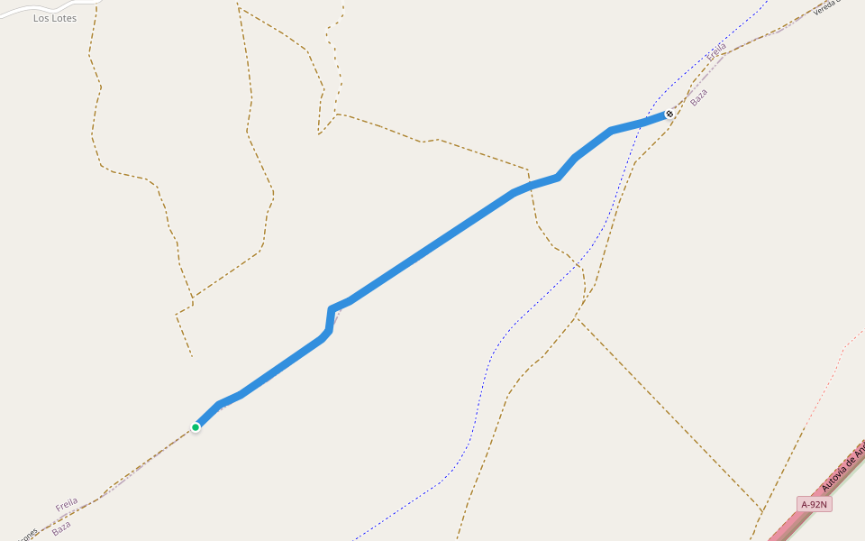 Vereda de los Balcones walking route map in Freila