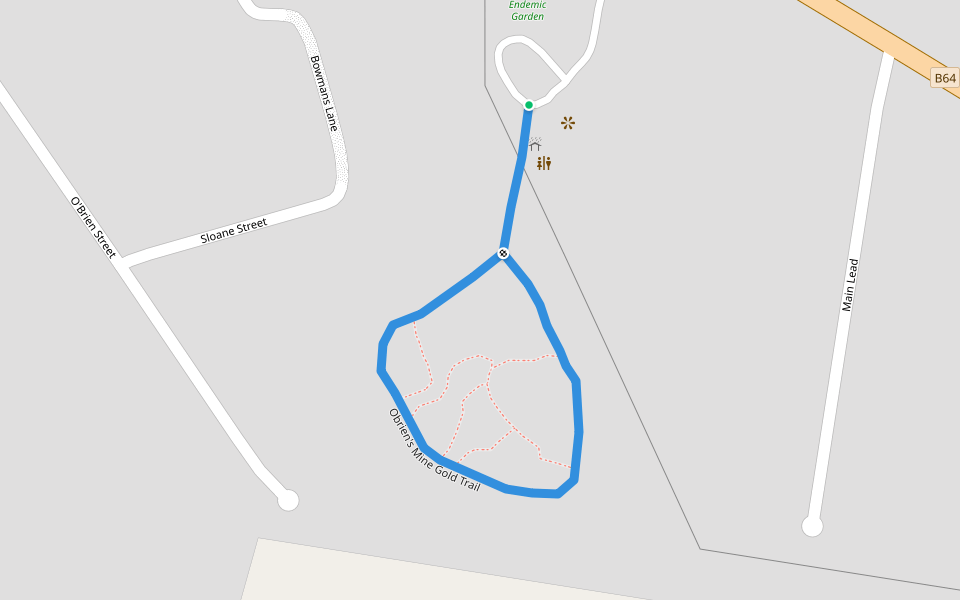 Obrien's Mine Gold Trail walking route map in Grenfell