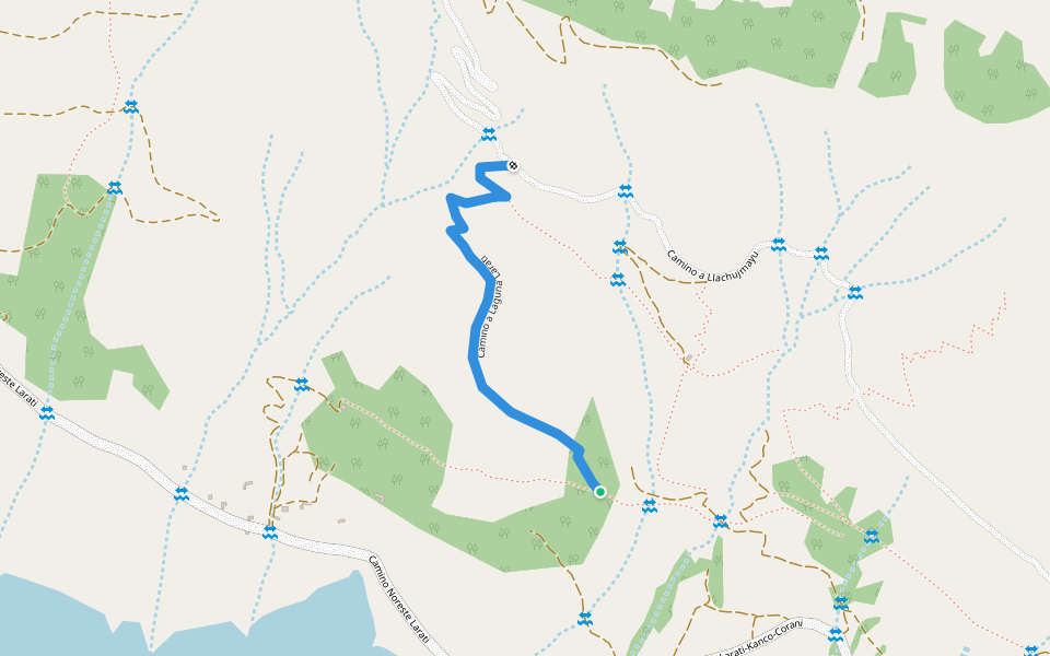 Camino a Laguna Larati walking route map in Sacaba