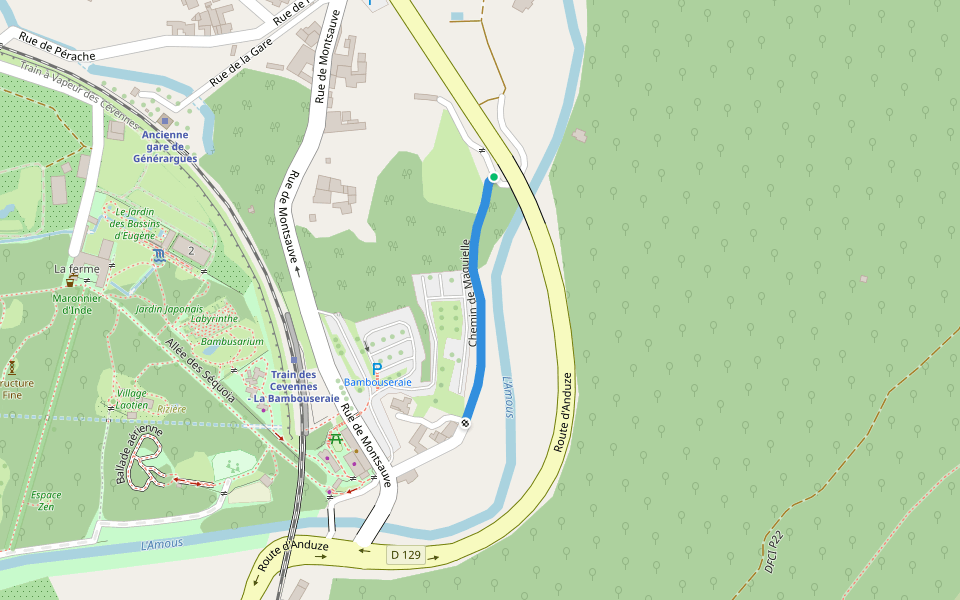 Chemin de Maguielle walking route map in Générargues