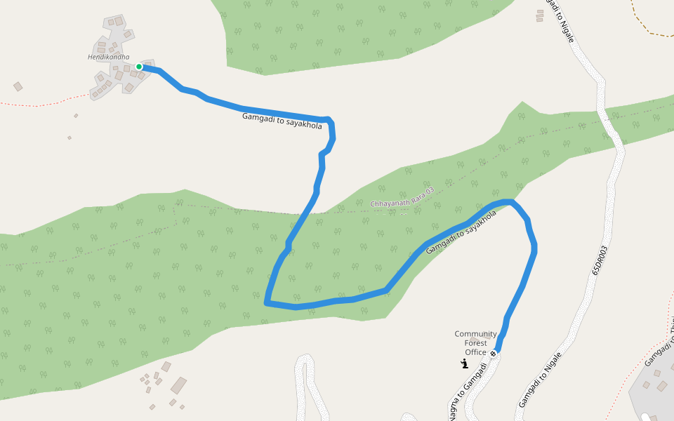 Gamgadi to sayakhola walking route map in Shreenagar
