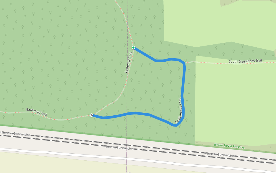 Southwoods Loop walking route map in Elburn