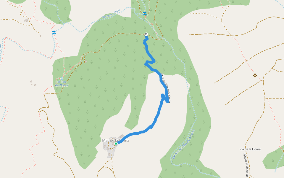 camí del Mas de la Lloma walking route map in Xodos