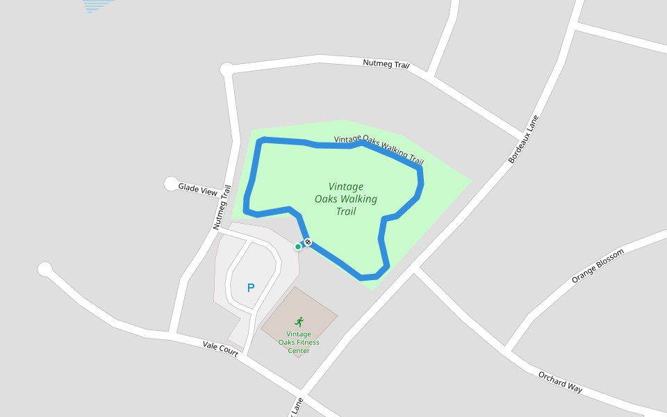 Vintage Oaks Walking Trail walking route map in New Braunfels