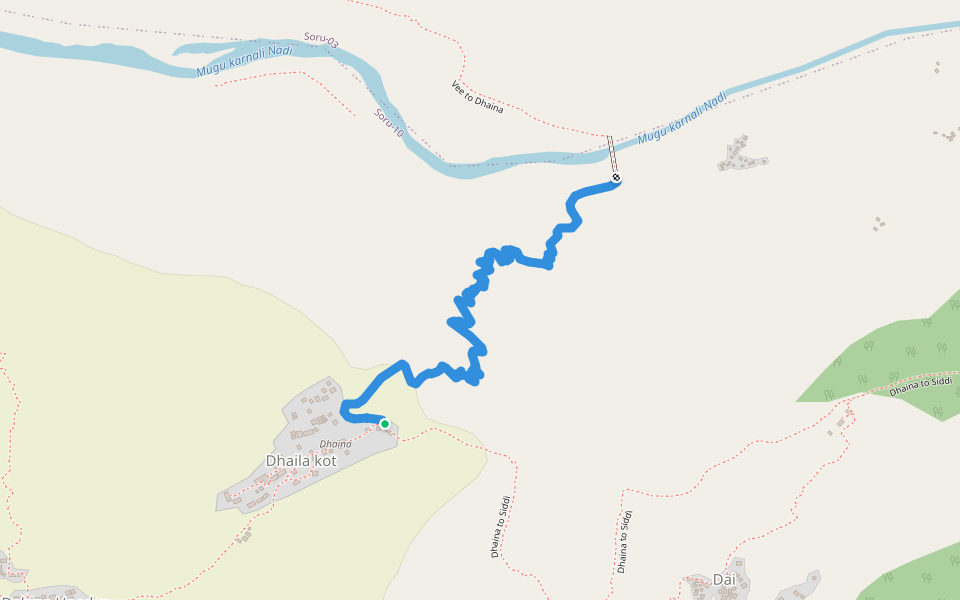 Dhaina to vee walking route map in Dhainakot