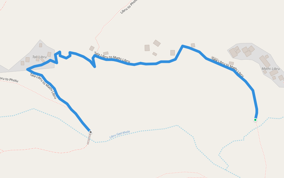 Tala Libru to Mathi Libru walking route map in Photu