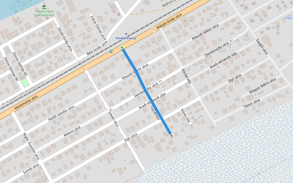 Faludi köz walking route map in Fonyód