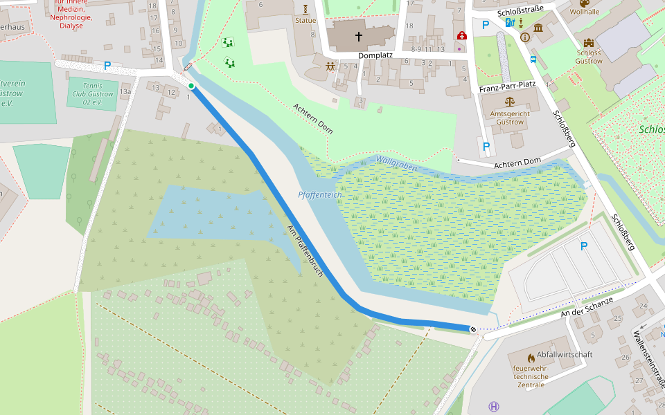 Am Pfaffenbruch walking route map in Güstrow
