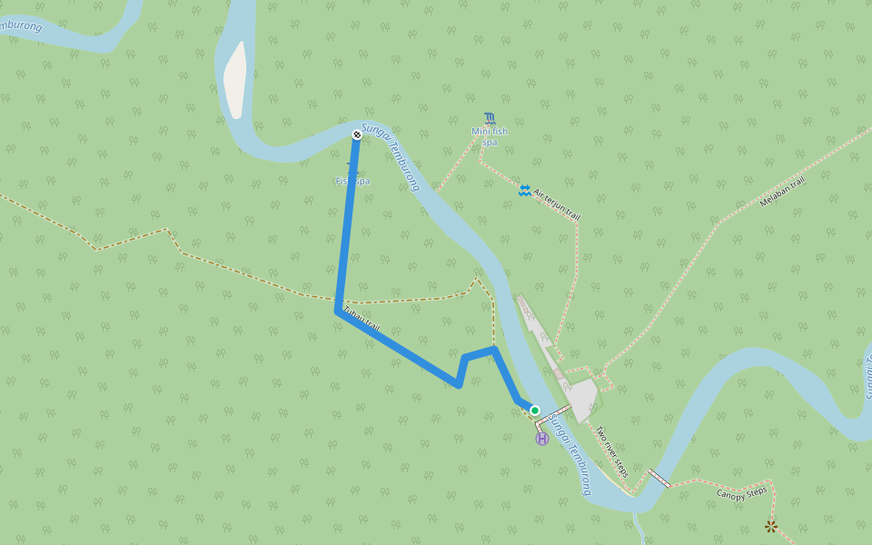 Tuhau trail walking route map in Batang Duri