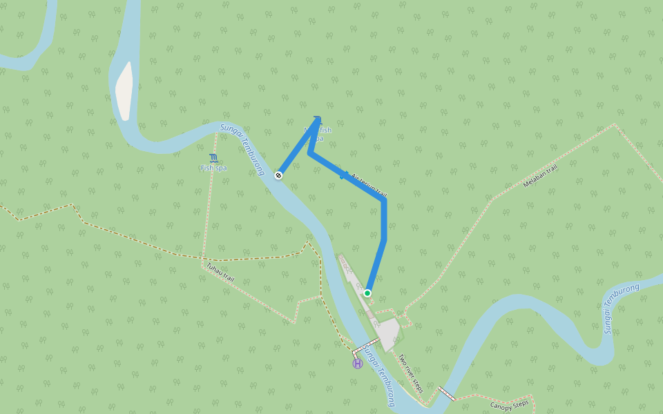 Air terjun trail walking route map in Batang Duri