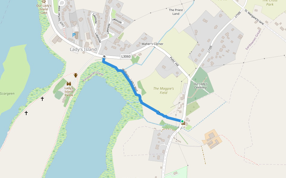 Walkway - Lady's Well walking route map in Buncarrig