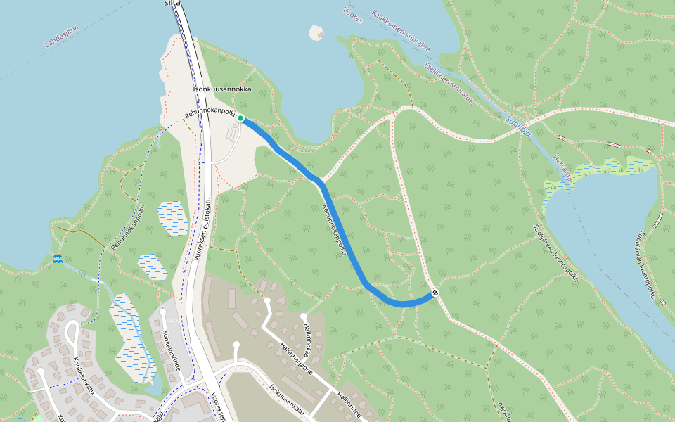 Rehunnokanpolku walking route map in Tampere