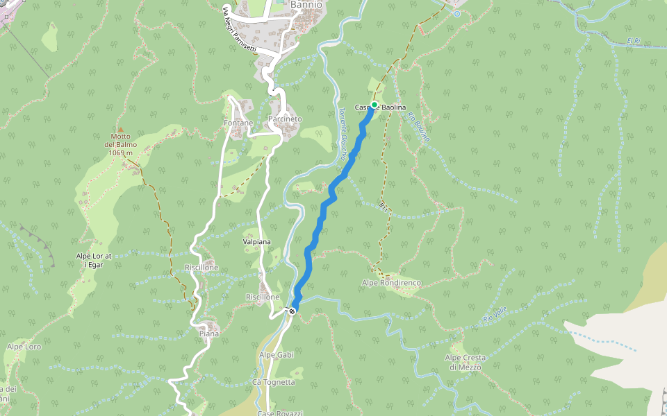 B11a walking route map in Parcineto