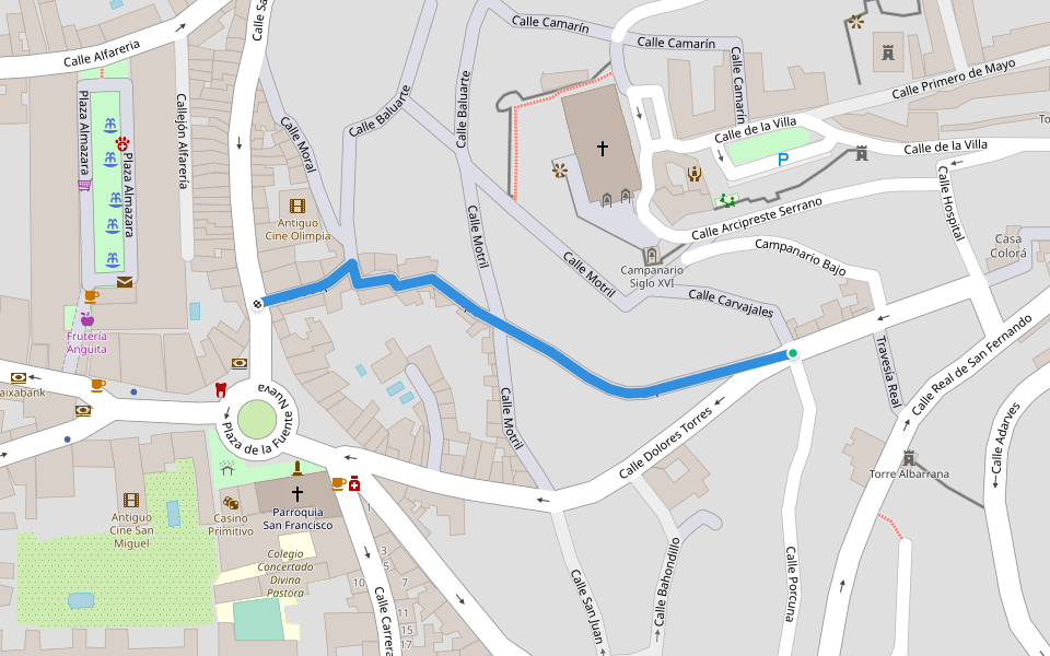 Calle Lepe walking route map in Martos