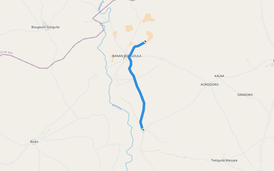 Chemin deS Champs walking route map in Baakara