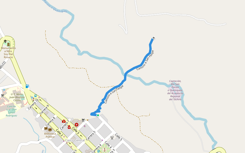 Camino a San Felipe walking route map in Queniquea