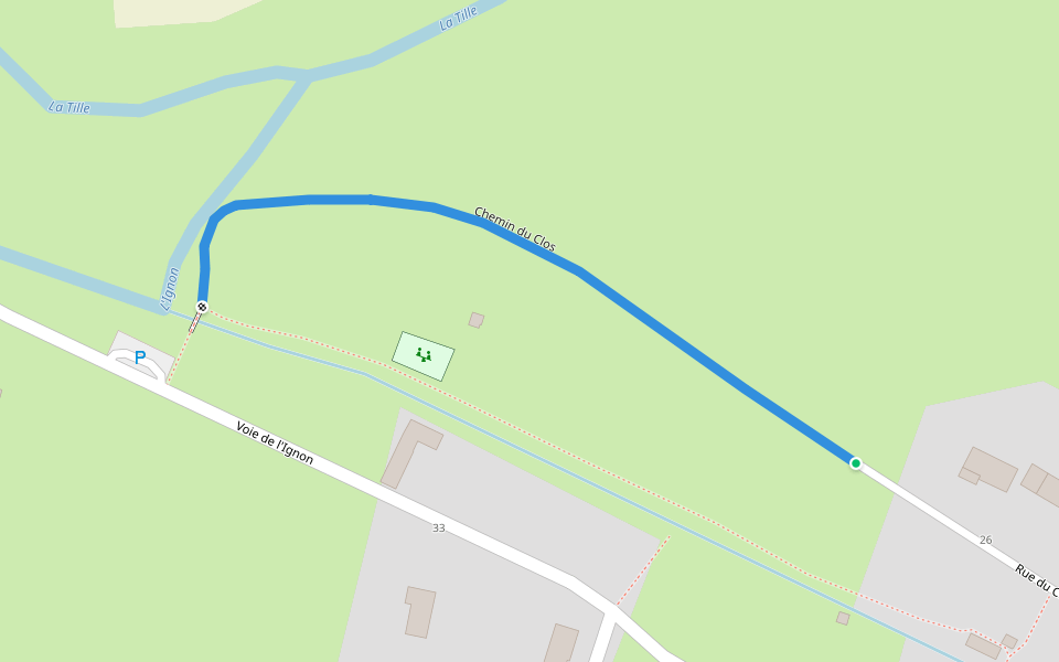 Chemin du Clos walking route map in Til-Châtel