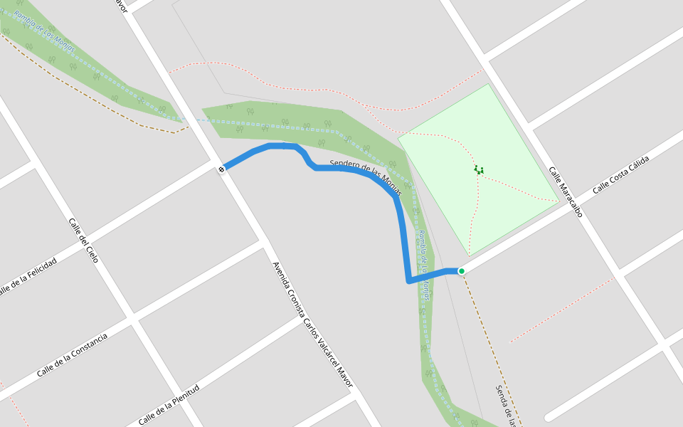 Sendero de las Monjas walking route map in La Alcayna