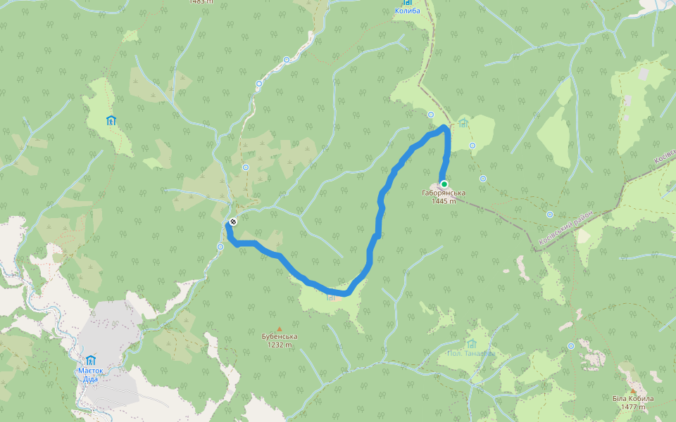 стежка г. Габорянська - Волова walking route map in Berezhnytsya