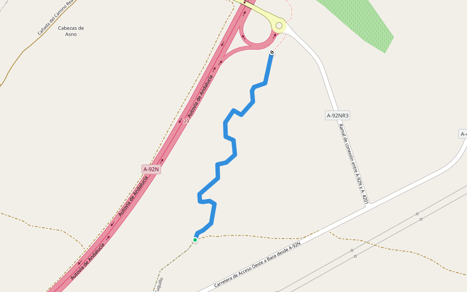 Barranco de los Conejos walking route map in Baza