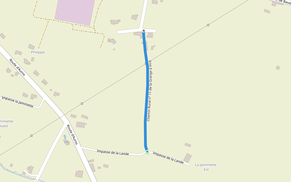 Chemin Rural nº 11 de la Grange à Vicq walking route map in Castets et Castillon