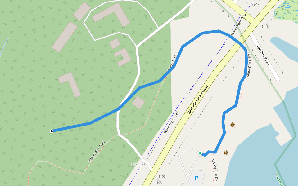Smoky Fire Trail walking route map in Mallorytown