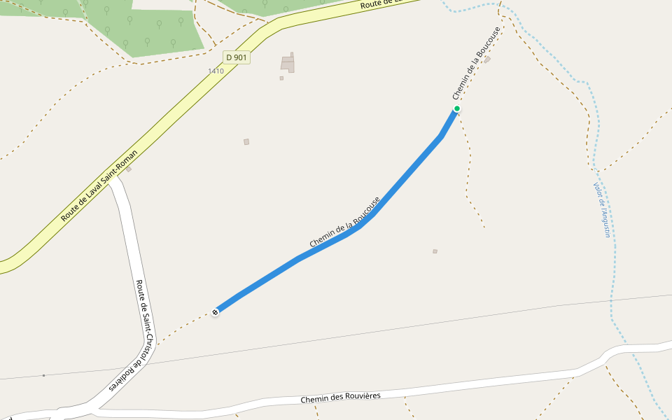 Chemin de la Boucouse walking route map in Aiguèze