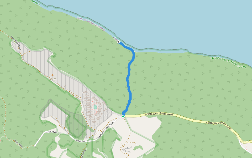 West White Beach Walk walking route map in Christmas Island