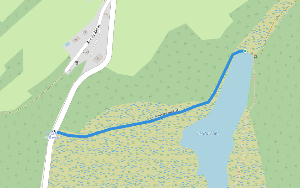 Chemin du Barchet walking route map in Passonfontaine