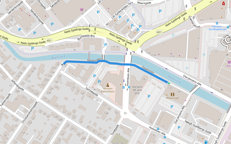 Flaskestien walking route map in Horsens