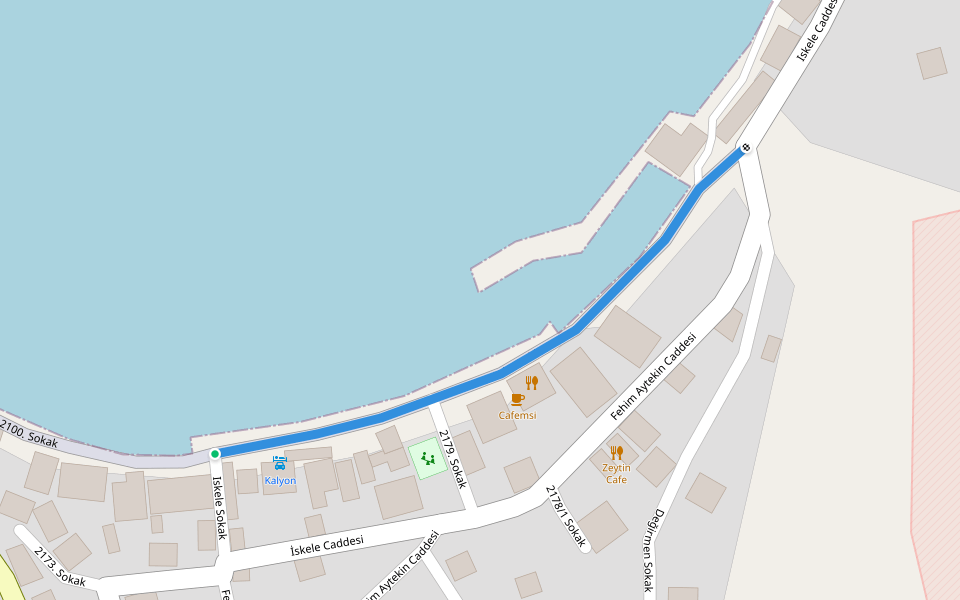 Iskele Caddesi walking route map in Karaburun