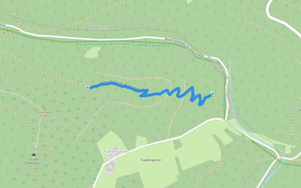 Sentier du Rocher de la Guérite walking route map in Dossenheim-sur-Zinsel